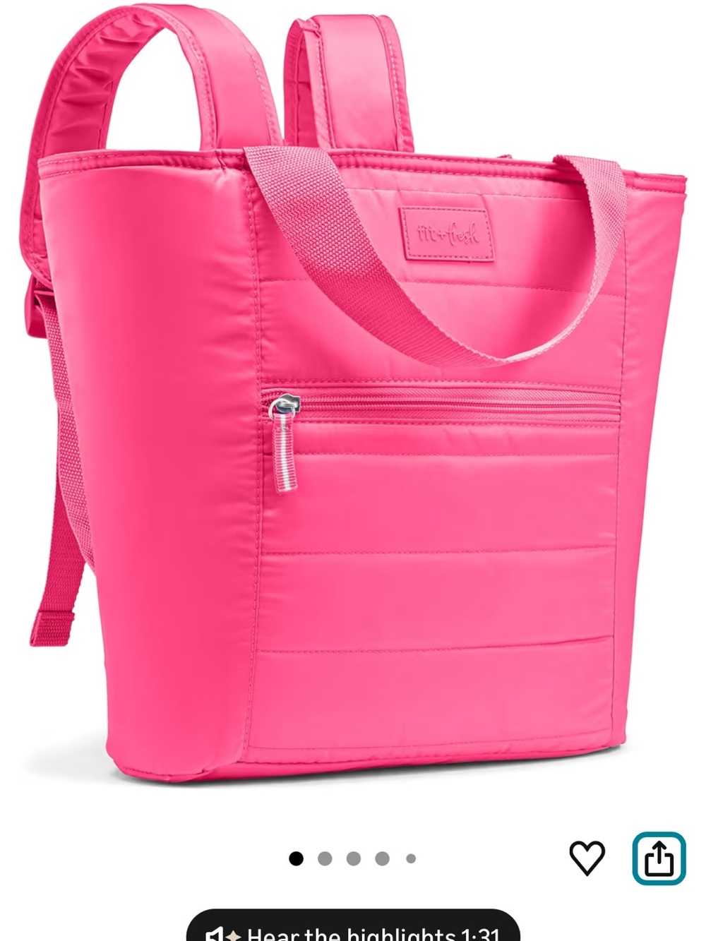 Pink Women's Convertible Tote Backpack